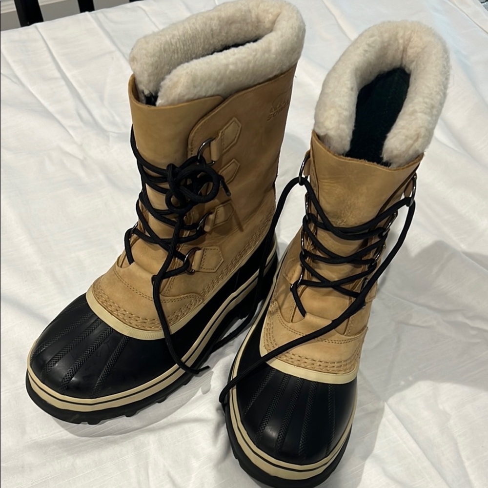Sorel Tan and Black Insulated Boots